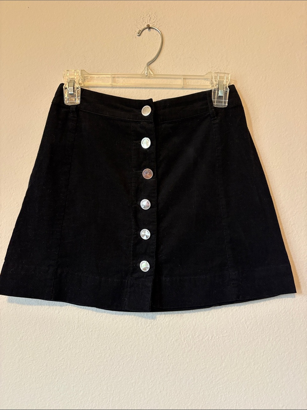 Copper Key Black Button-Front Mini Skirt